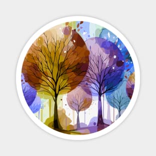 Colorful Purple Blue Brown Abstract Trees Magnet